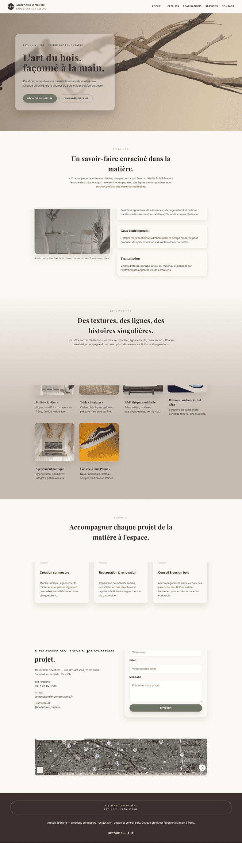 maquette de site manifeste pour studio parfum